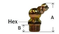 Metric Grease Fitting 45 Deg Ball Check Diagram 3